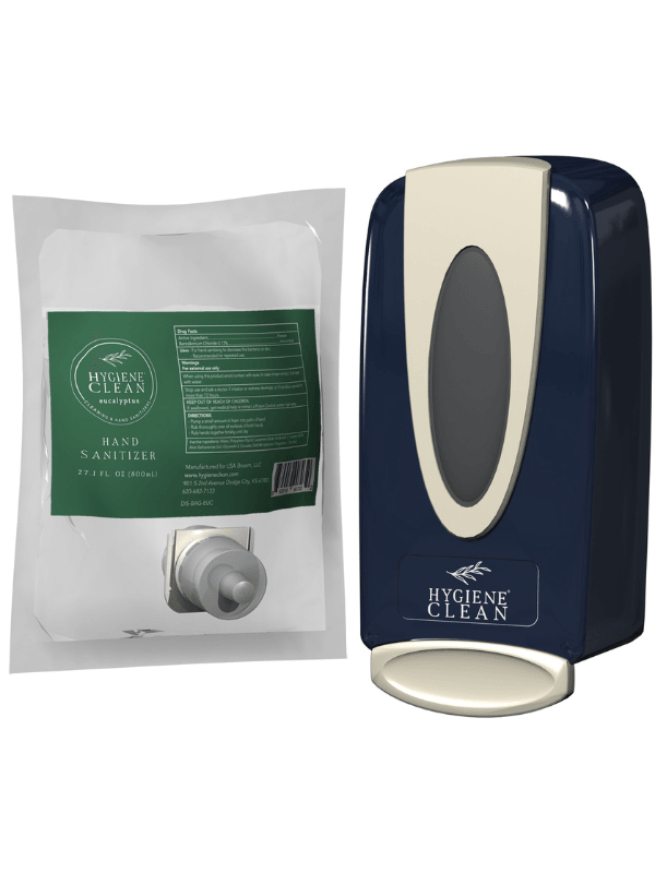 Hygiene Clean™ Wall Mount Dispenser and Foaming Hand Sanitizer - Navy - Hygiene Clean USA